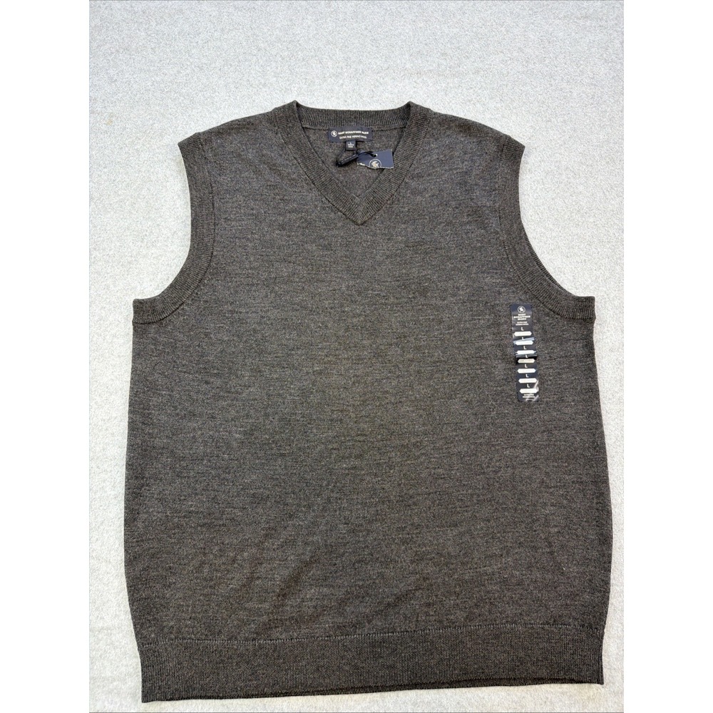 Hart Schaffner Marx Extra Fine Merino Wool Sweater Vest Large Gray Academia